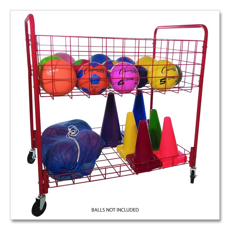 Back Ease Storage Cart, Metal, 176 lb Capacity, 30 x 43 x 45, Red