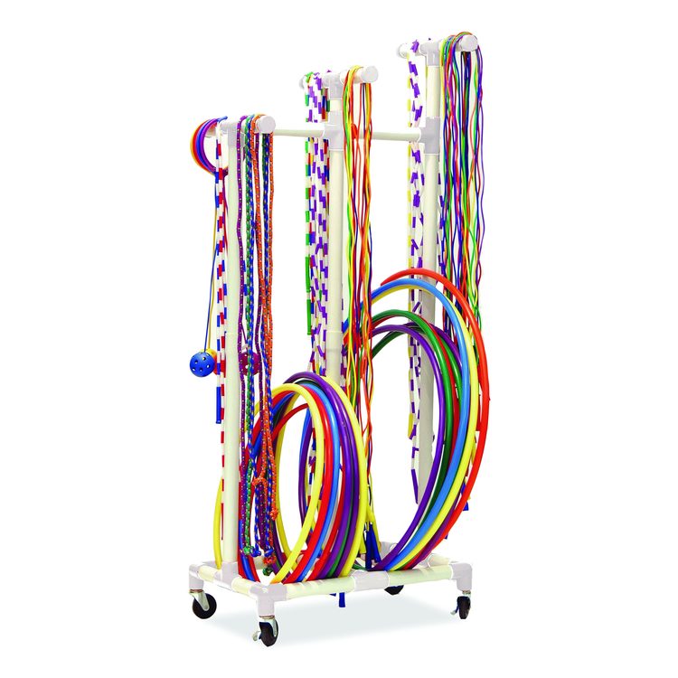 Jump Rope and Hoop Cart, Plastic, 19 x 28 x 69, White