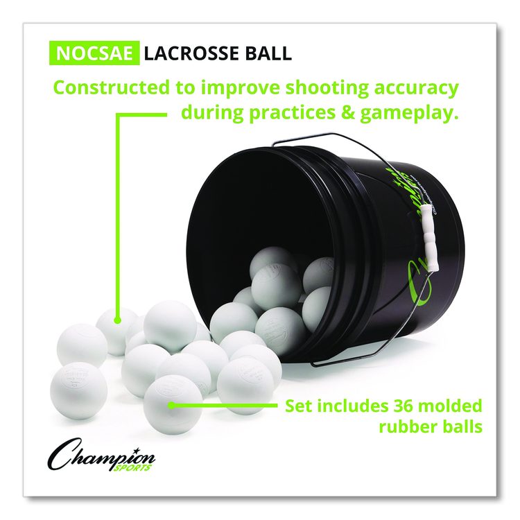 Bucket of Lacrosse Balls, Official Size, White, 36 Balls/Bucket