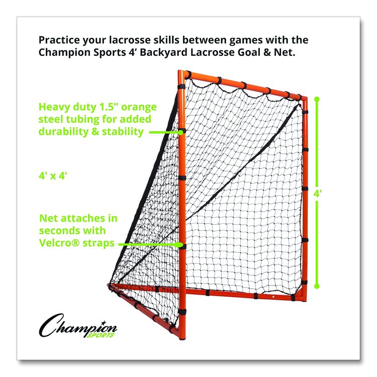 Backyard Lacrosse Goal and Net, 4 ft x 4 ft, 1.25" dia Frame