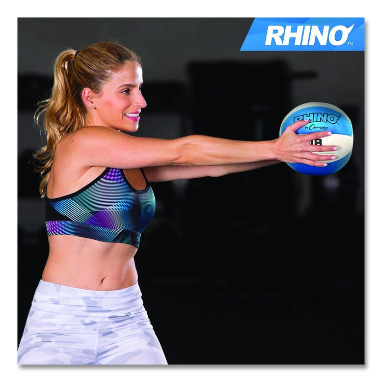 Rhino Leather Medicine Ball, 18 lb, Teal/White