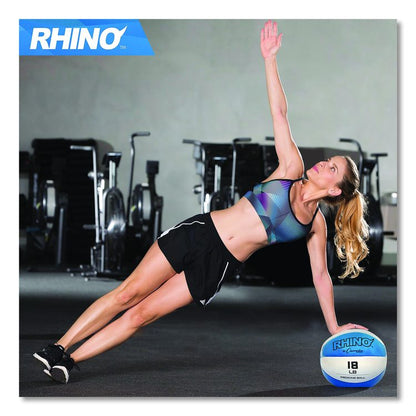 Rhino Leather Medicine Ball, 18 lb, Teal/White