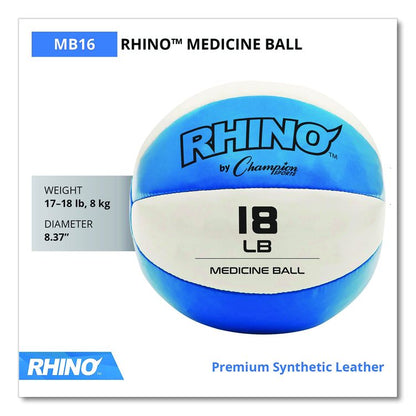 Rhino Leather Medicine Ball, 18 lb, Teal/White