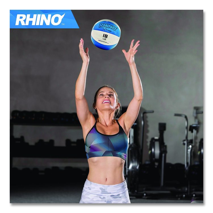 Rhino Leather Medicine Ball, 18 lb, Teal/White