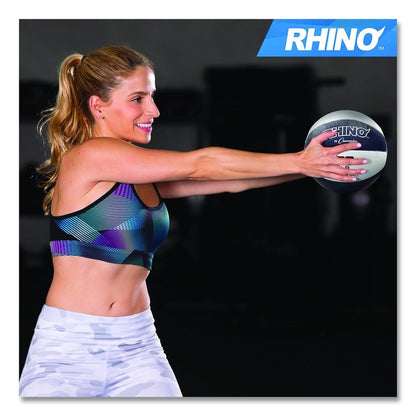 Rhino Leather Medicine Ball, 22 lb, Black/White