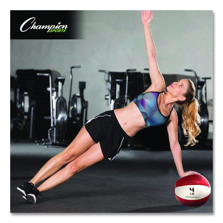 Rhino Leather Medicine Ball, 4 lb, Red/White