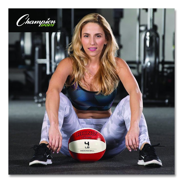 Rhino Leather Medicine Ball, 4 lb, Red/White