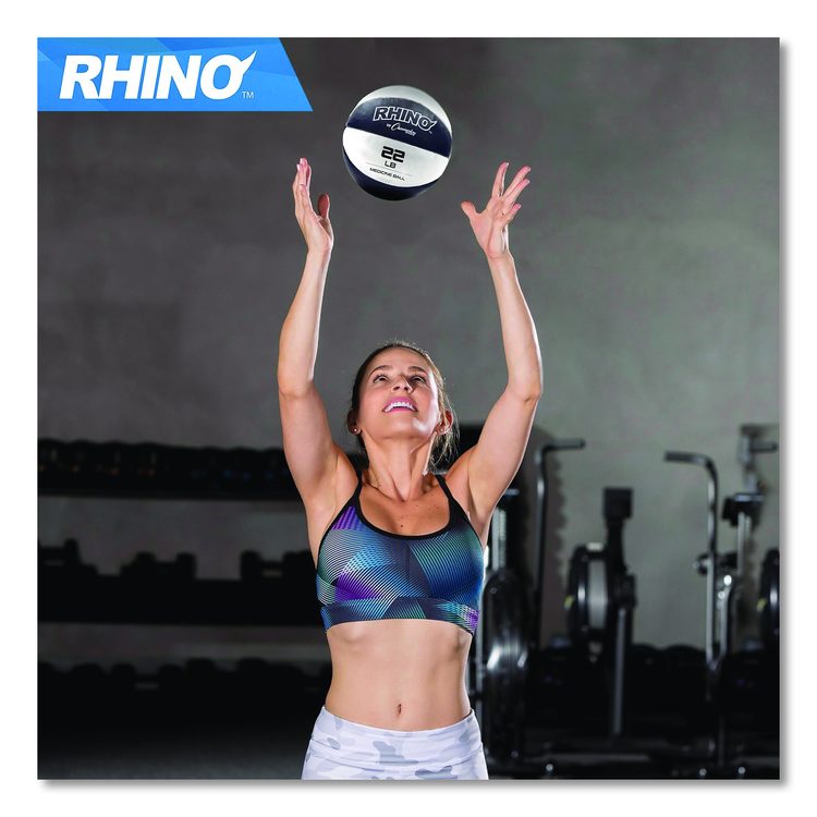 Rhino Leather Medicine Ball, 22 lb, Black/White