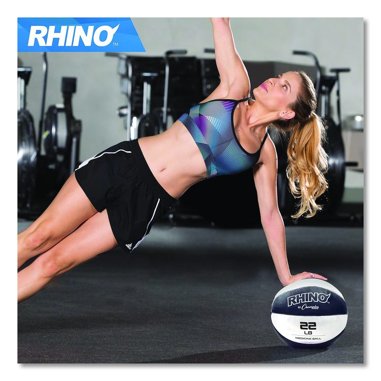 Rhino Leather Medicine Ball, 22 lb, Black/White