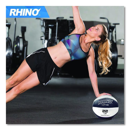 Rhino Leather Medicine Ball, 22 lb, Black/White
