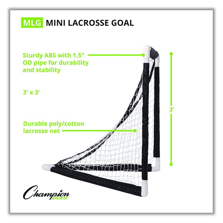 Mini Lacrosse Goal, 3 ft  x 3 ft, 1.5" dia Frame