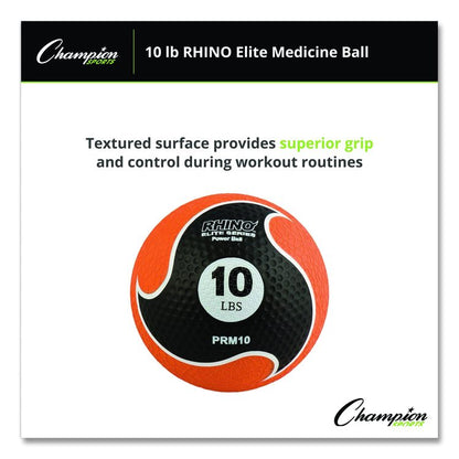 Rhino Elite Medicine Ball, 10 lb, Orange