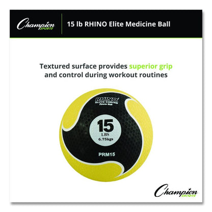 Rhino Elite Medicine Ball, 15 lb, Yellow