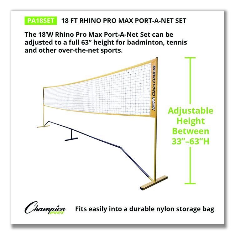 Rhino Port-A-Net Set, 36" to 60" x 18 ft, 1" dia Frame