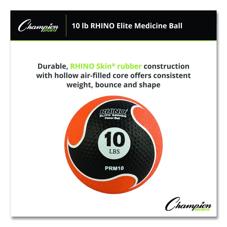 Rhino Elite Medicine Ball, 10 lb, Orange