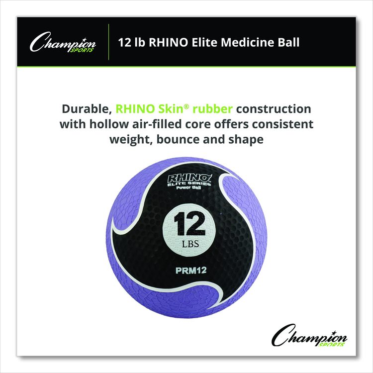 Rhino Elite Medicine Ball, 12 lb, Purple