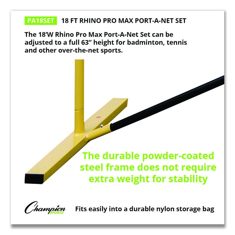 Rhino Port-A-Net Set, 36" to 60" x 18 ft, 1" dia Frame