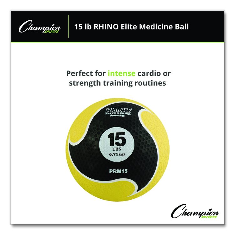 Rhino Elite Medicine Ball, 15 lb, Yellow