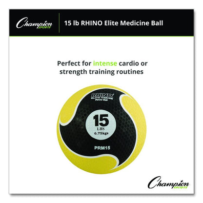 Rhino Elite Medicine Ball, 15 lb, Yellow