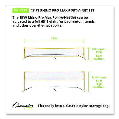 Rhino Port-A-Net Set, 36" to 60" x 18 ft, 1" dia Frame