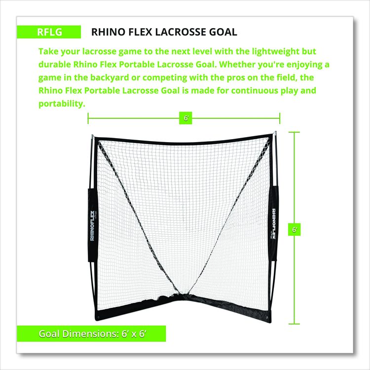 Rhino Flex Lacrosse Goal, 6 ft x 6 ft, 1" dia Frame
