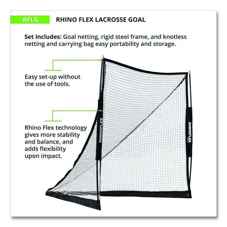 Rhino Flex Lacrosse Goal, 6 ft x 6 ft, 1" dia Frame