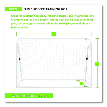 3-in-1 Soccer Training Goal, 6 ft  x 4 ft, 1.25" dia Frame