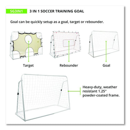 3-in-1 Soccer Training Goal, 6 ft  x 4 ft, 1.25" dia Frame