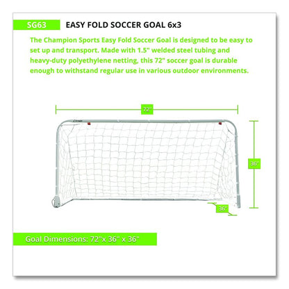 Easy Fold Soccer Goal, 6 ft  x 3 ft, 1.25" dia Frame