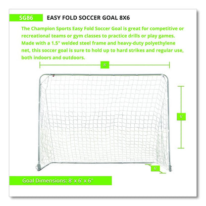 Easy Fold Soccer Goal, 8 ft x 6 ft, 1.25" dia Frame