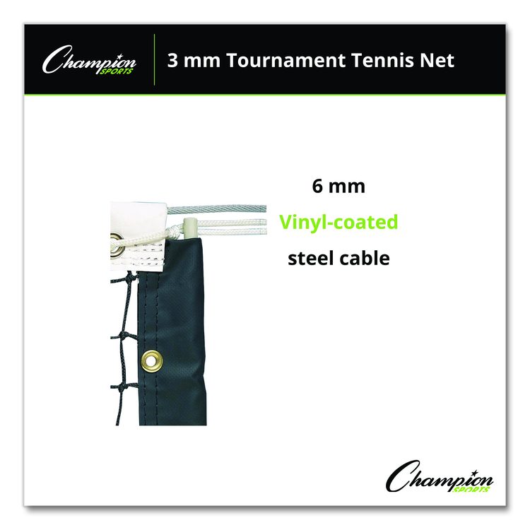 Tournament Tennis Net, 3 mm Braided Polyethylene, 42 ft x 3.5 ft,