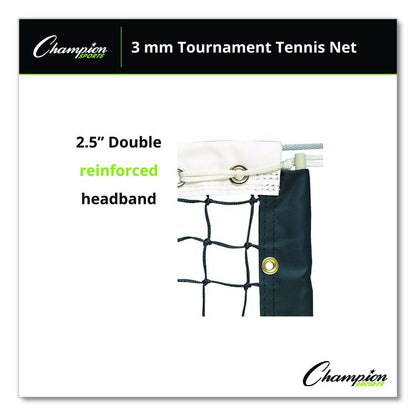 Tournament Tennis Net, 3 mm Braided Polyethylene, 42 ft x 3.5 ft,