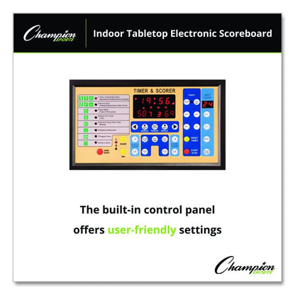 Tabletop Indoor Electronic Scoreboard, 24" x 16" x 10", Black Face, Red/Green/Yellow Graphics