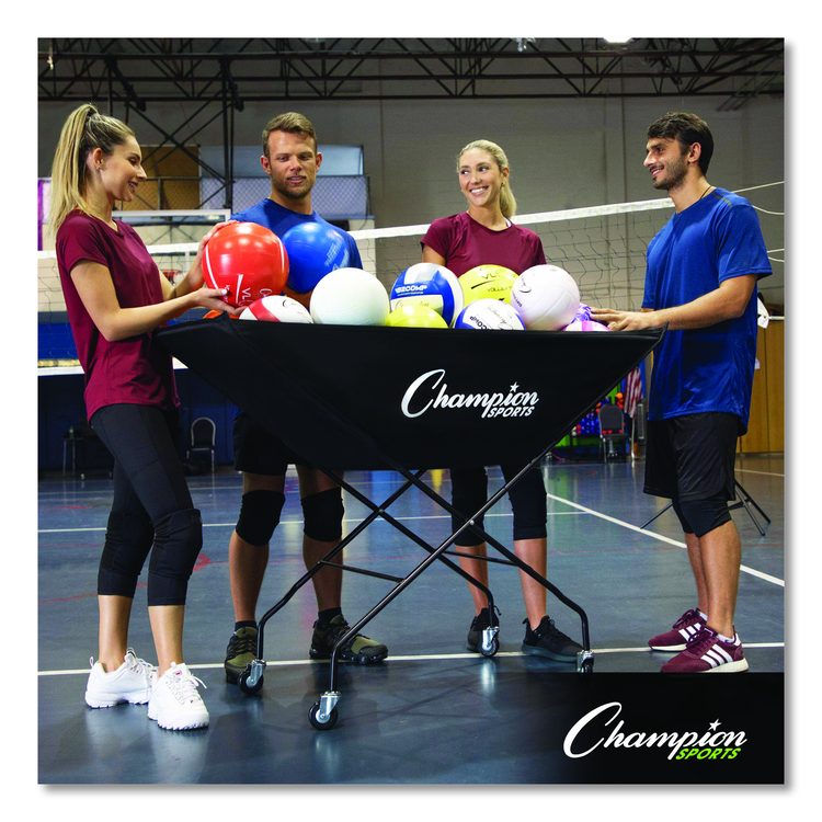 Pro Collapsible Volleyball Cart, 23" x 55" x 41", Black