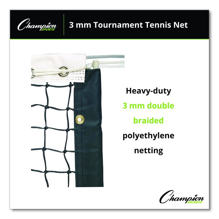 Tournament Tennis Net, 3 mm Braided Polyethylene, 42 ft x 3.5 ft,