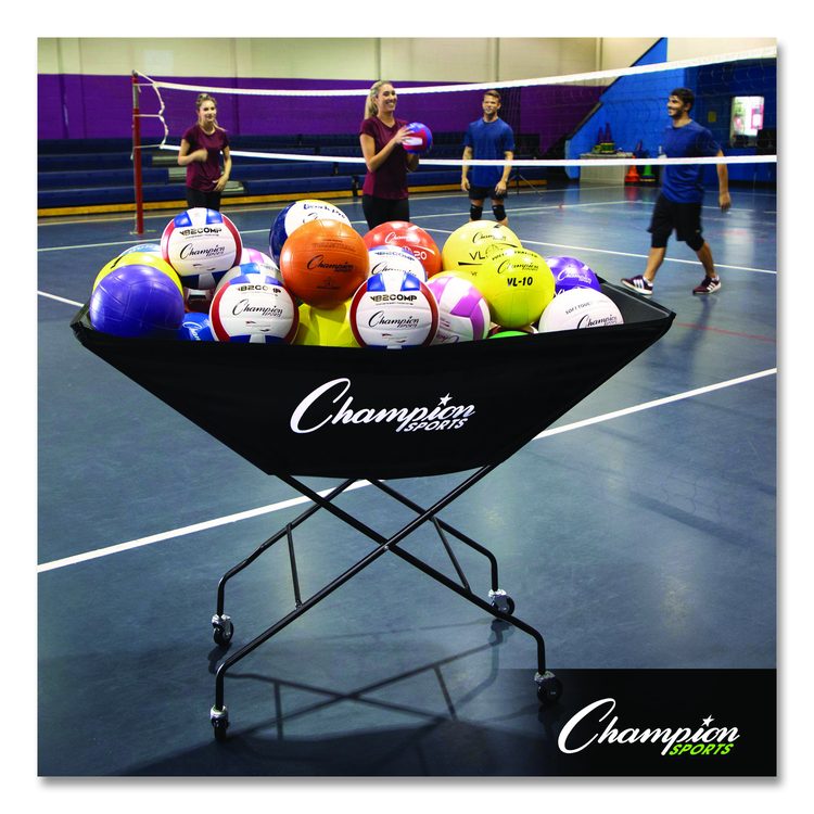 Pro Collapsible Volleyball Cart, 23" x 55" x 41", Black