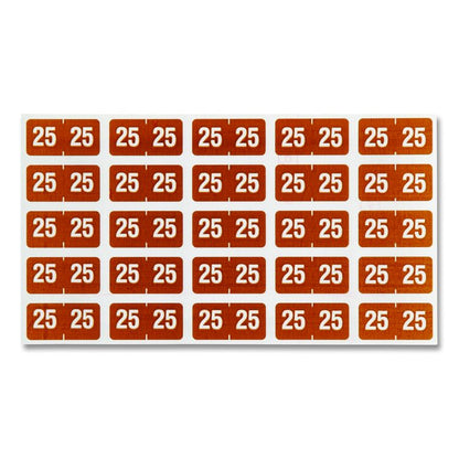 Yearly End Tab File Folder Labels, 25, 0.5 x 1, Brown, 25/Sheet, 10 Sheets/Pack