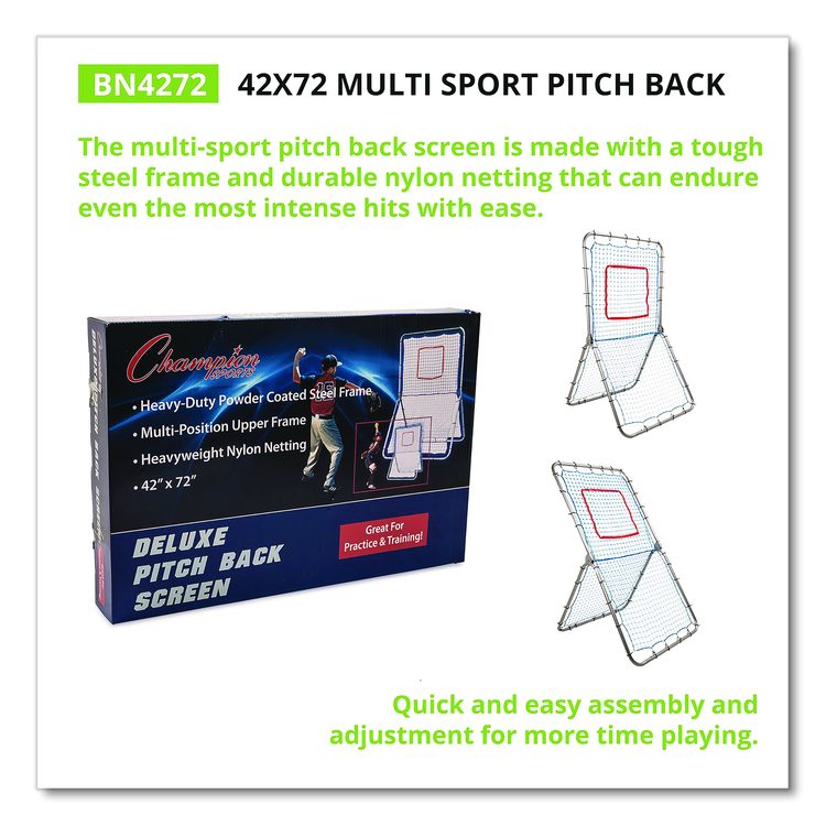 Multi-Sport Pitch Back Screen, 72" x 42", 1.25" dia frame