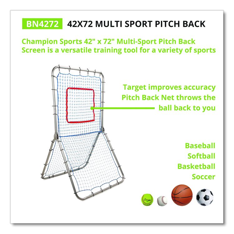 Multi-Sport Pitch Back Screen, 72" x 42", 1.25" dia frame