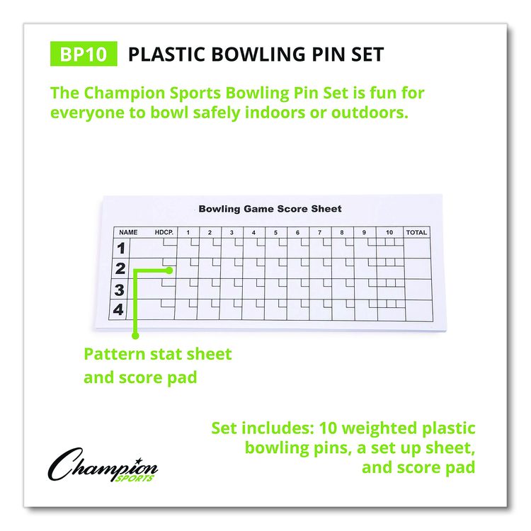 Plastic Bowling Pin Set, White, 10/Set