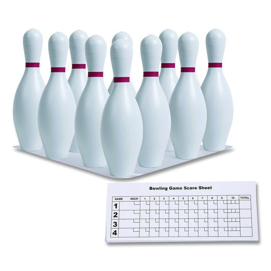Plastic Bowling Pin Set, White, 10/Set