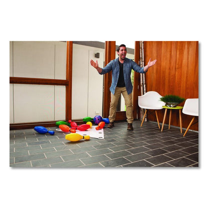 Plastic Bowling Pin Set, Assorted Colors, 10/Set