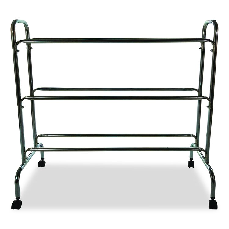 Powder-Coated Ball Cart, Metal, 132 lb Capacity, 17 x 41 x 41, Silver