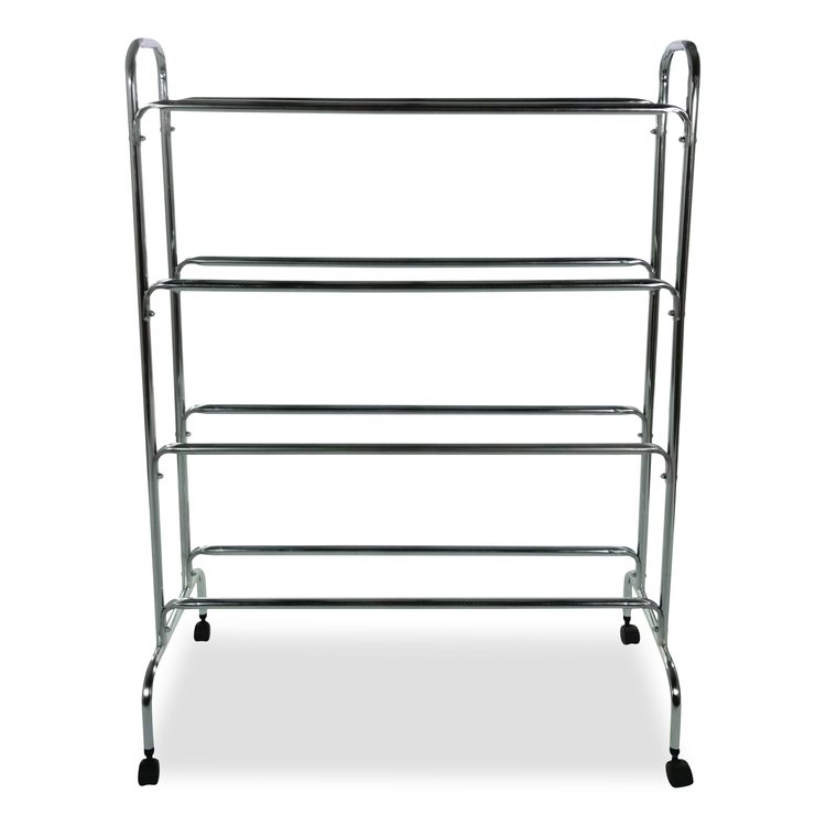 Powder-Coated Ball Cart, Metal, 132 lb Capacity, 17 x 41 x 53, Silver