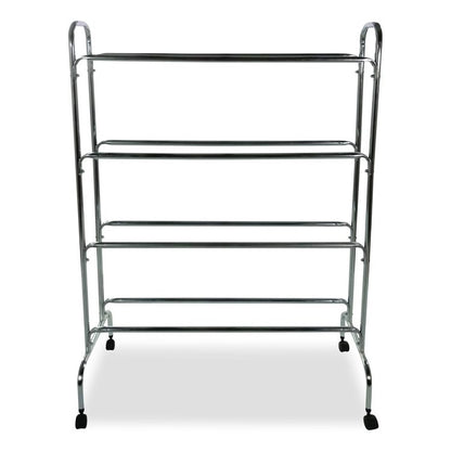 Powder-Coated Ball Cart, Metal, 132 lb Capacity, 17 x 41 x 53, Silver
