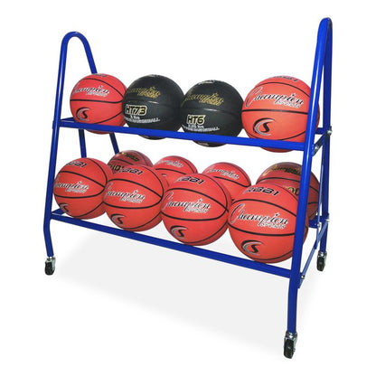 Heavy-Duty Deluxe Ball Cart, Metal, 132 lb Capacity, 17.5 x 38 x 35.75, Blue
