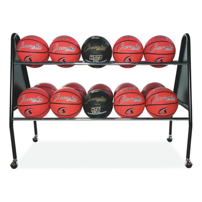 Heavy-Duty Ball Cart, Metal, 132 lb Capacity, 18 x 51 x 38, Black