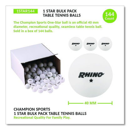Table Tennis Balls, Official Size, White, 144/Carton
