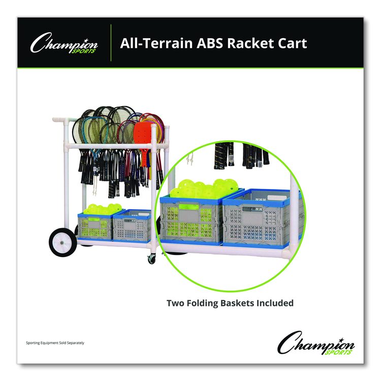 All-Terrain ABS Racket Cart, 20" Wide x 33" Long, White