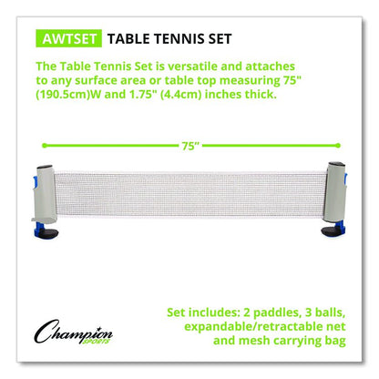 Anywhere Table Tennis Set, with Carry Bag